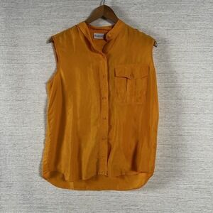 Orange 100% Silk Backroad blues Tank Top Blouse Summer Cottagecore Capsule Y2K
